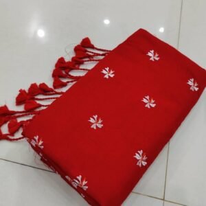 Siyoli Khadi Cotton Saree – Red