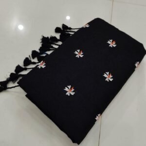 Siyoli Khadi Cotton Saree – Black