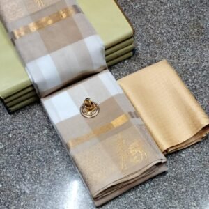 Kandangi Cotton Saree - Beige & Gold