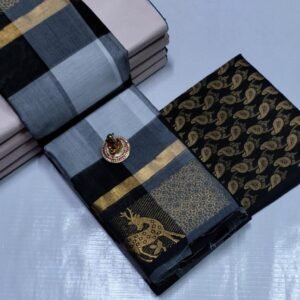 Kandangi Cotton Saree - Black & Grey Checks