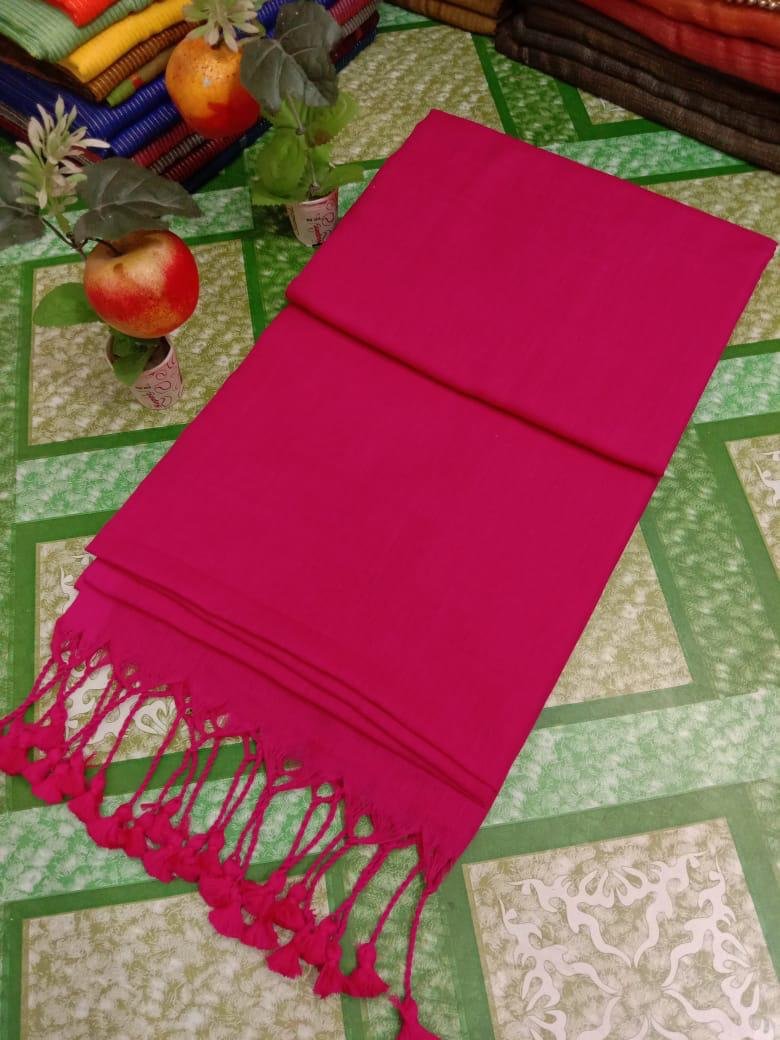 Solid Khadi Saree with Kalamkari Blouse Piece – Pink