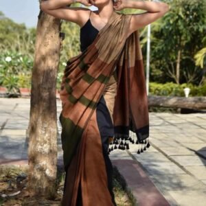 Sico Strip Saree – Earthy Brown