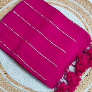 Chain Kadhi Cotton Saree - Fuchsia