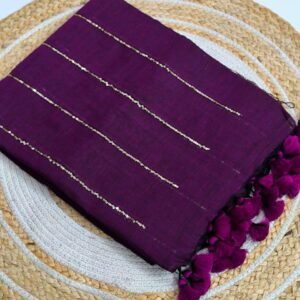 Chain Kadhi Cotton Saree - Purple