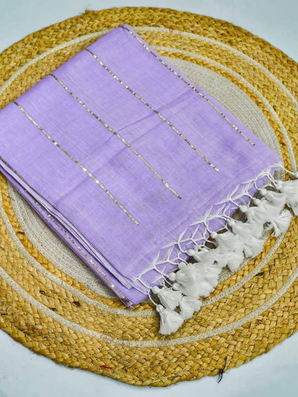 Chain Kadhi Cotton Saree - Lavender