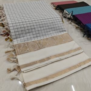 Handloom Kanchi Cotton Saree - White