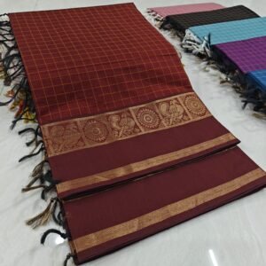 Handloom Kanchi Cotton Saree - Maroon