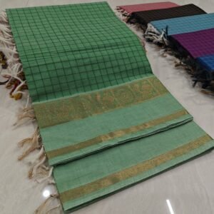 Handloom Kanchi Cotton Saree - Light Green