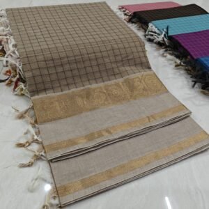 Handloom Kanchi Cotton Saree - Brown