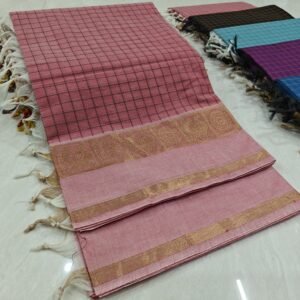 Handloom Kanchi Cotton Saree - Pink