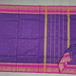 Handloom Kanchi Cotton Saree – Violet Blossom
