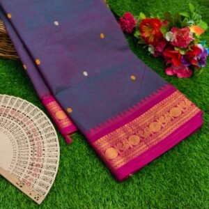 Handloom Kanchi Cotton Saree – Grape Purple