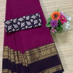 Handloom Kanchi Cotton Saree - Wine
