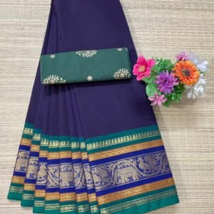 Handloom Kanchi Cotton Saree - Deep Violet