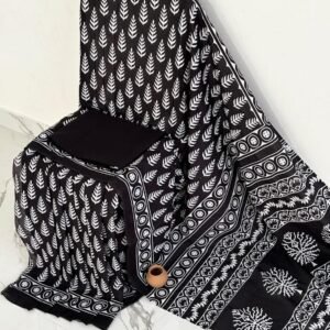 Mul Mul Cotton Saree - Black & White