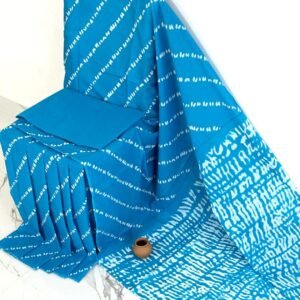 Mul Mul Cotton Saree - Sky Blue with White Tie-Dye Print