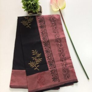 Coimbatore South Cotton Saree – Black & Maroon