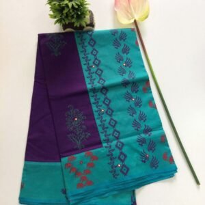 Coimbatore South Cotton Saree – Purple & Teal Blue