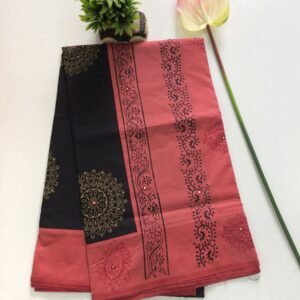 Coimbatore South Cotton Saree – Black & Rust
