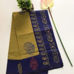 Coimbatore South Cotton Saree – Mustard & Navy Blue