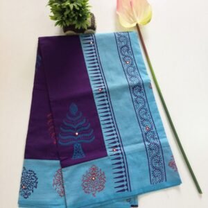 Coimbatore South Cotton Saree – Light Blue & Purple