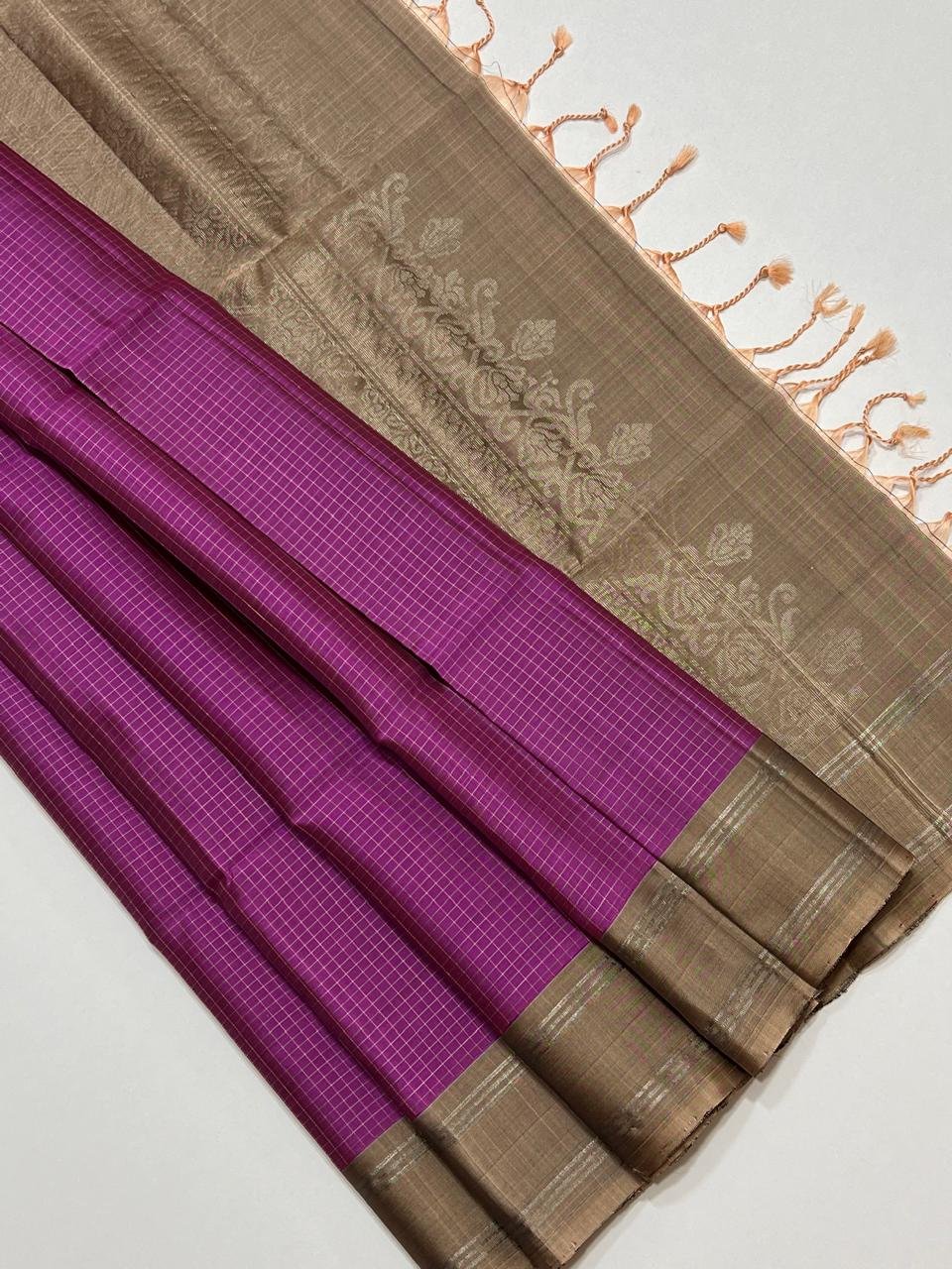 Pure Kanchipuram Silk Saree – Purple & Gold