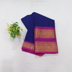 Chettinad Cotton Saree – Royal Blue and Pink