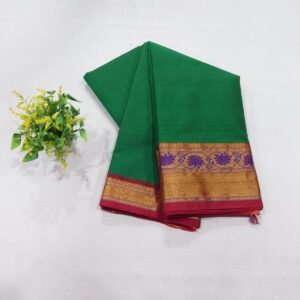 Chettinad Cotton Saree – Emerald Green and Maroon